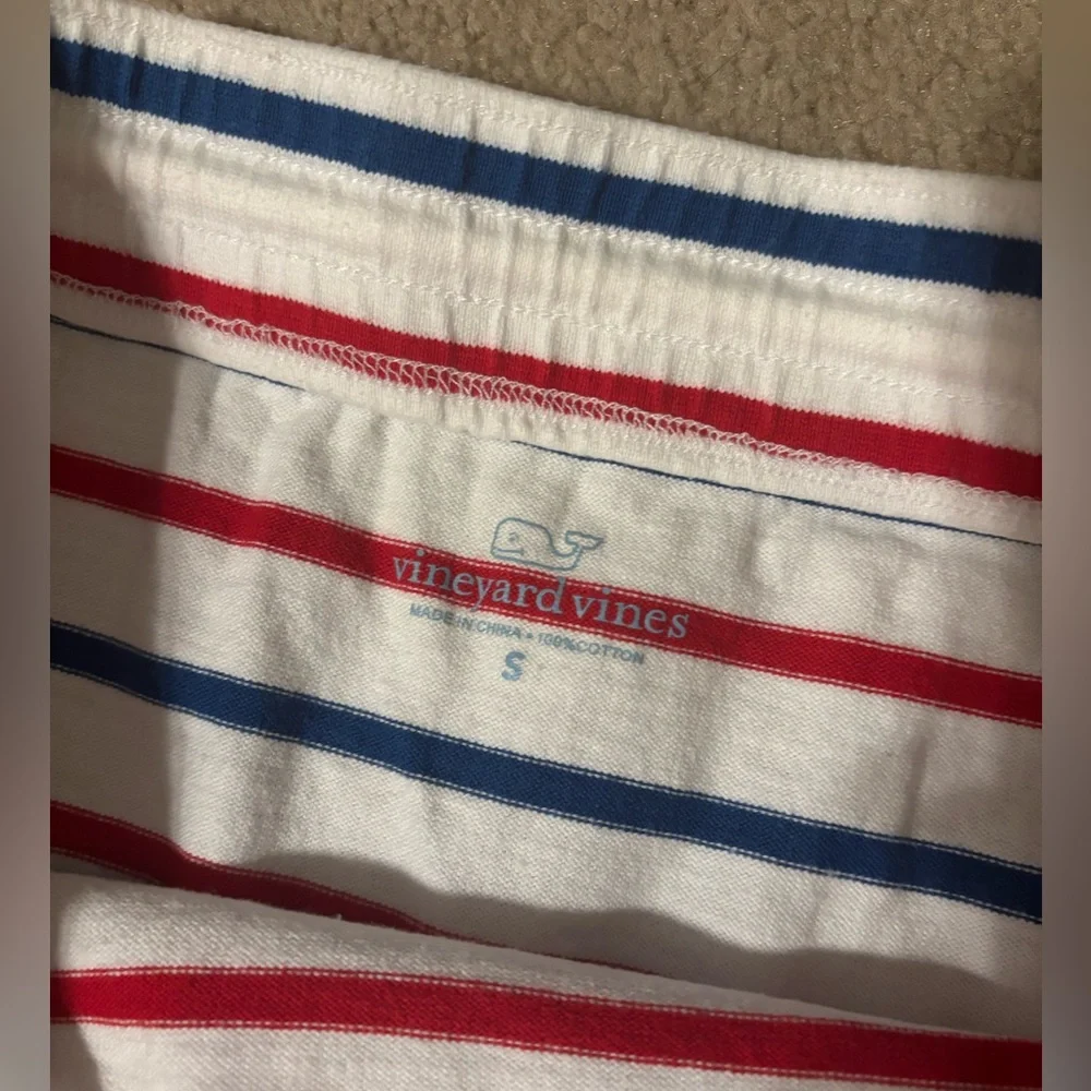 Vineyard Vines White Mini Skirt with Red and Blue Stripes